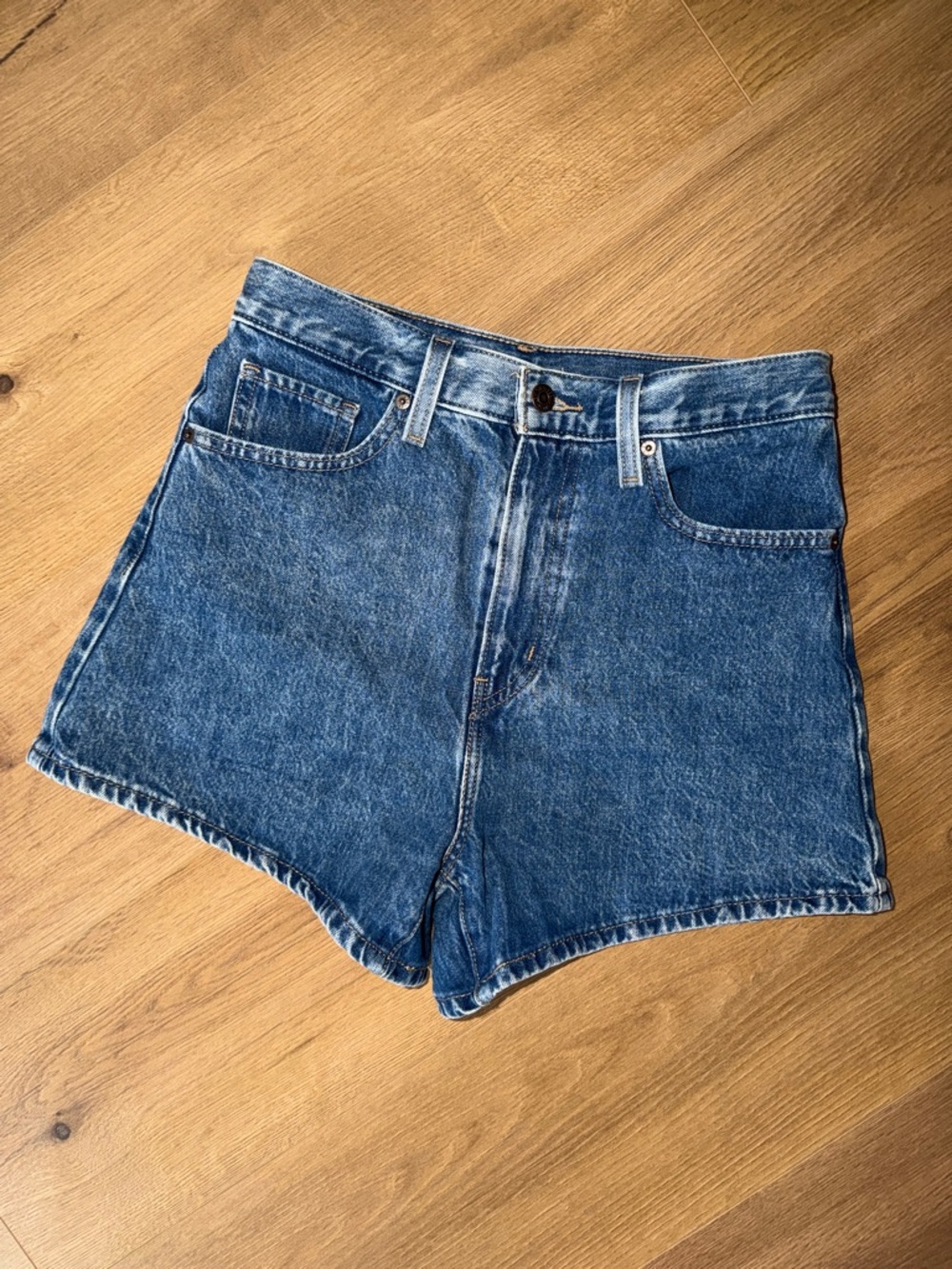 Levi's Vintage-Inspired High Waisted Mom Shorts Blue Denim Shorts